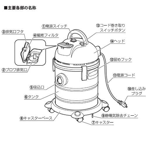 5mロングホース付！業務用掃除機 乾湿両用 バキュームクリーナー ステンレスタンク 20L NVC-20L お買い得セット 水が吸える コード自動巻取付 パオック｜niigataseiki｜06