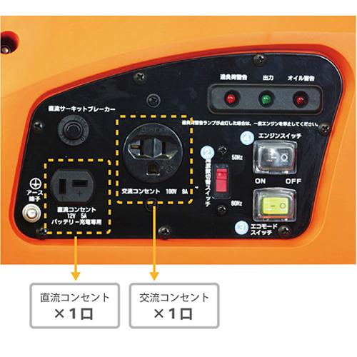 発電機 家庭用 インバーター発電機 HT-900 定格出力900VA ガソリン式 PAOCK（パオック）[1年保証付][非常用電源 小型 防災アウトドア]｜niigataseiki｜03