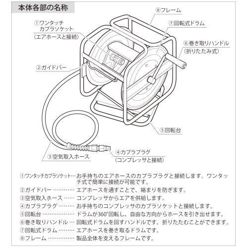 パオック 回転台付エアーホース用リール KHR-1 巻取可能 パオック 回転台付エアーホース用リール KHR-1 巻取可能