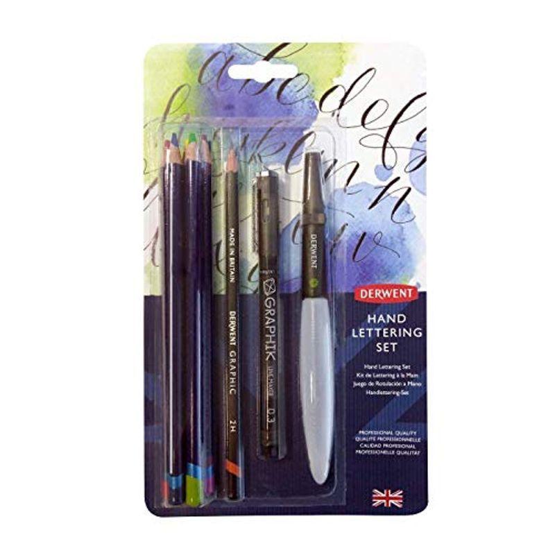ダーウェント ハンドレタリングセット 2305500 /グラフィック鉛筆 2H/グラフィックラインマーカー 0.3mm/インクテンス色鉛筆 色鉛筆