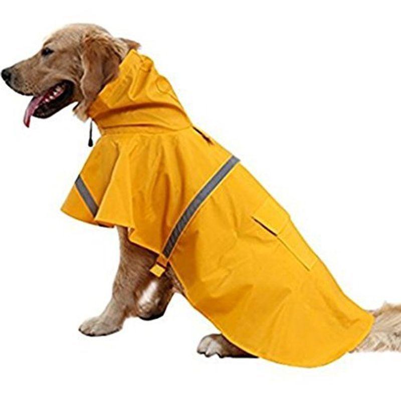 Rakuten Nacoco大型犬用レインコート調節可能なペット防水服軽量レインジャケットポンチョパーカーストリップ反射付き イエローl 代引不可 Turningheadskennel Com