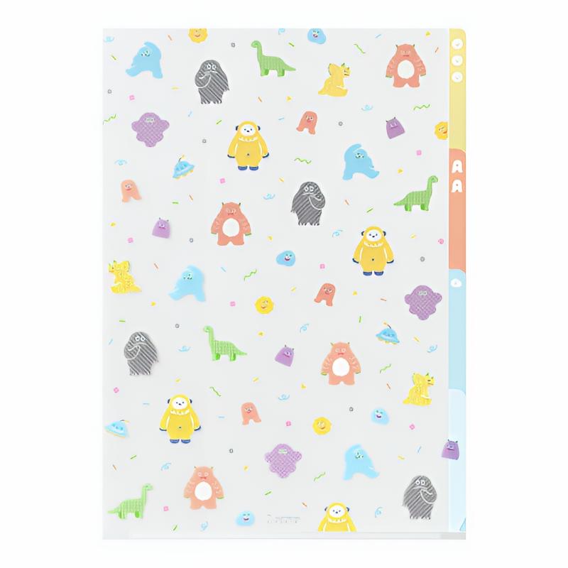 MIDORI（ミドリ） 3ポケット クリアホルダー A4 モンスター柄 文房具