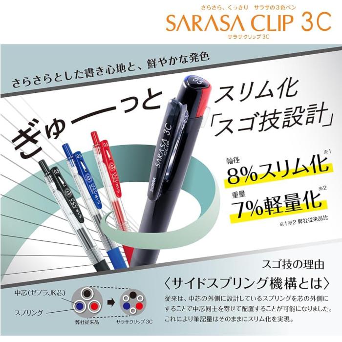 【名入れ無料】ゼブラ サラサクリップ 3C 0.4 文房具 文具 筆記具 ZEBRA 黒 赤 青 なめらか 多色 細身｜nijiirobungu｜07