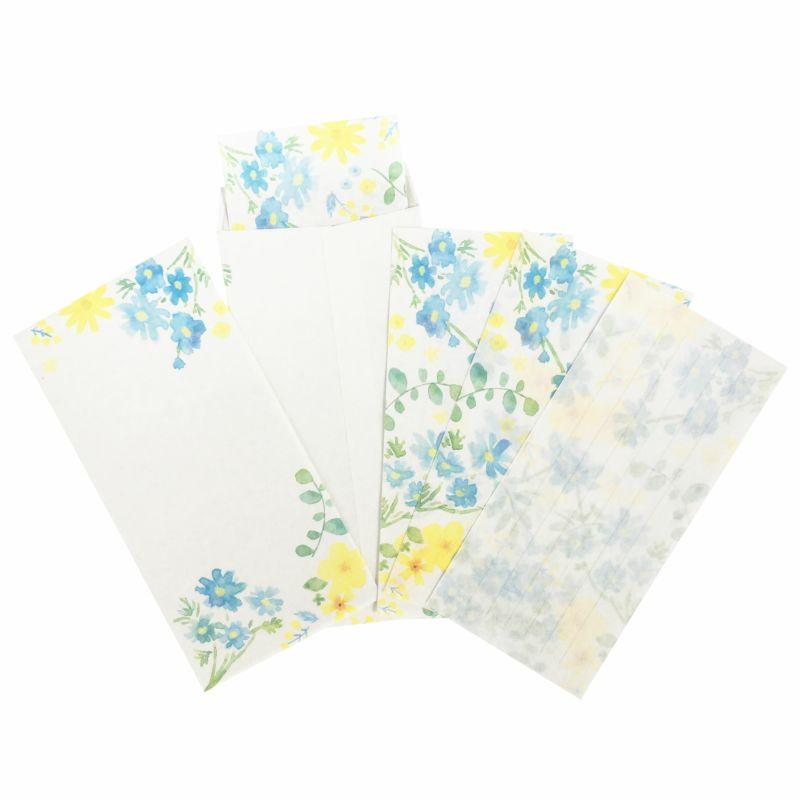 ササガワ 古川紙工 今日のお手紙 チューリップ ミモザの花束 青と黄色