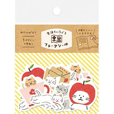 MIDORI（ミドリ） 古川紙工 わたしびより 和紙フレークシール ゆるねこ