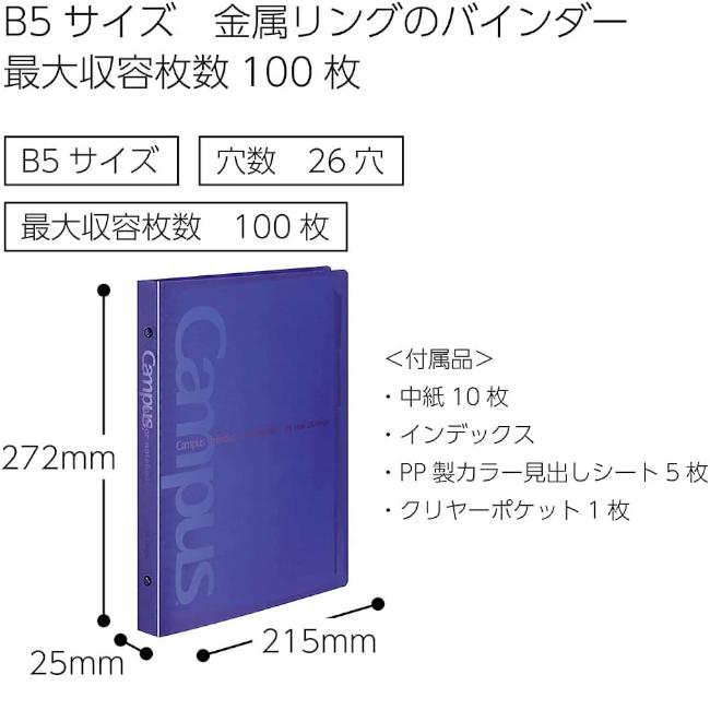 KOKUYO（コクヨ） バインダーノート ミドルタイプ PP表紙 B5 縦型 26穴