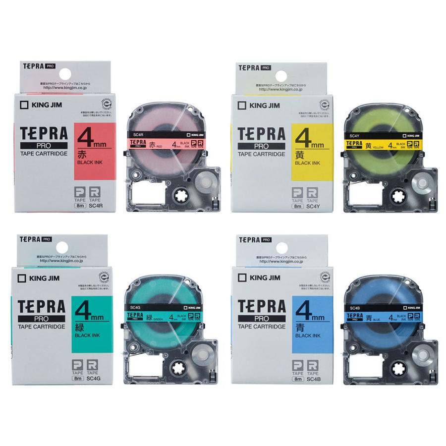 TEPRA PRO ラベルテープ 4種セット TEPRA PRO キングジム テプラPRO テープカートリッジ カラーラベル