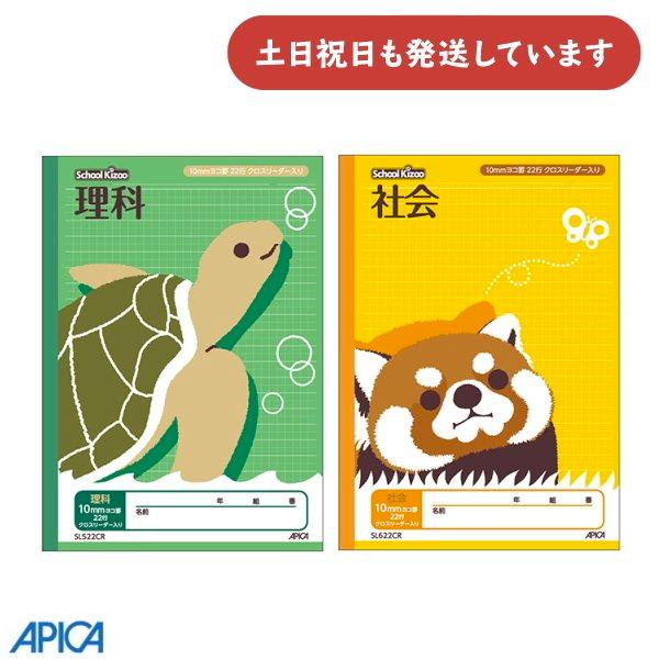 APICA 日本ノート 学習帳 スクールキッズ 理科 社会 10mmヨコ罫 クロス