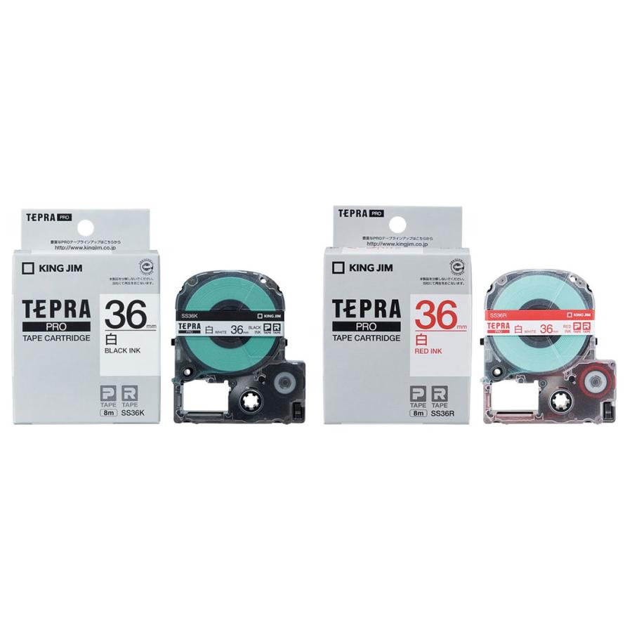 TEPRA PRO キングジム テプラ テープカートリッジ 白ラベル [黒文字/赤