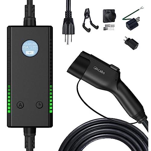 Qkcabo 100V-240V SAE J1772電気自動車 EV充電ケーブル、6A/8A/10A/13A
