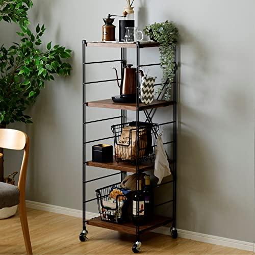 山善] ラック (キャスター付き) 全体耐荷重100* 棚板カンタン高さ調節