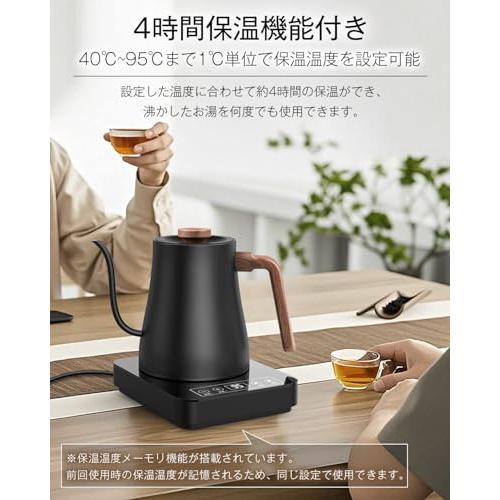 Aliliy 電気ケトル コーヒー 1*単位温度調整 0.8L 小型 細口 ドリップ