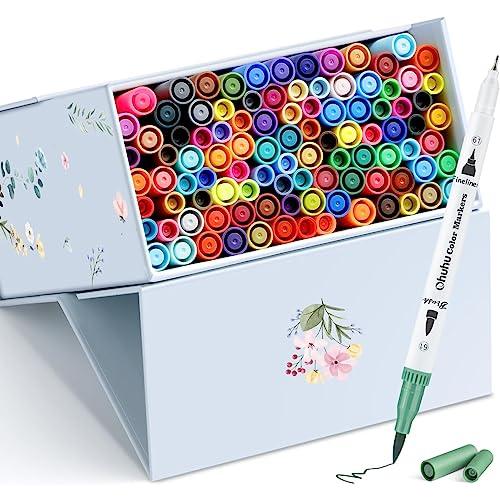 Ohuhu アートマーカー 水性ペン 100色 カラーペンセット 筆タイプ 水性