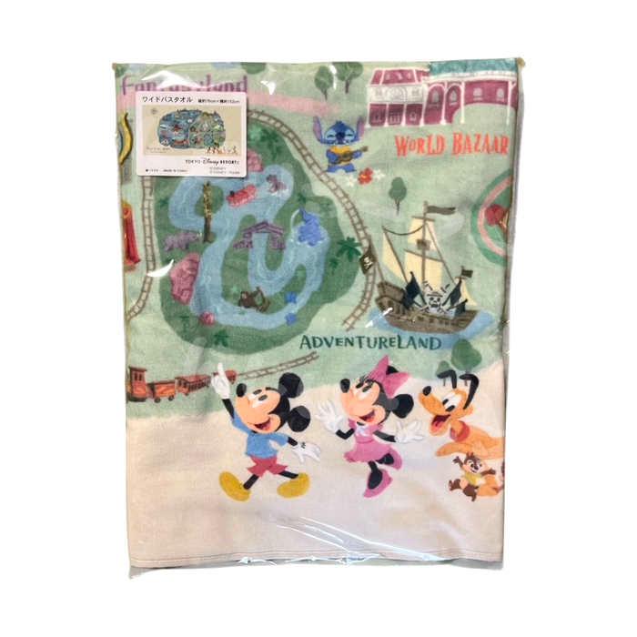 ワイドバスタオル 東京ディズニーリゾート マップ アイコン x