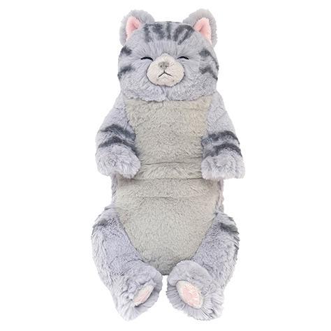 ひざねこ すやすや サバシロ ペット 猫 膝猫 グレー ぬいぐるみ 猫の