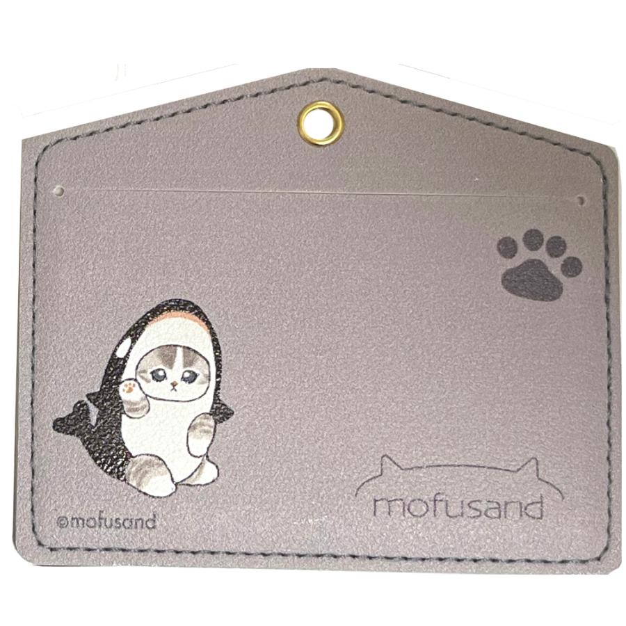 モフサンド IDケース サメ カードケース グレー 猫 キャラクター 通勤