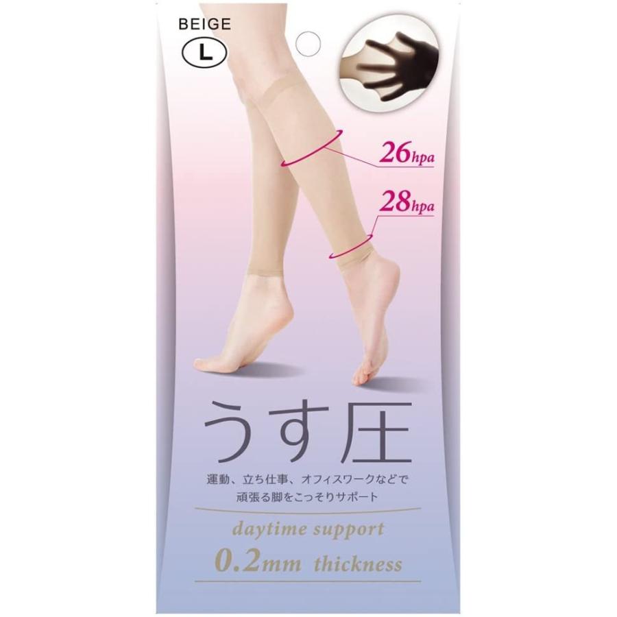 極薄 着圧サポーター うす圧 (2枚入・1足組) ベージュ Lサイズ 薄手