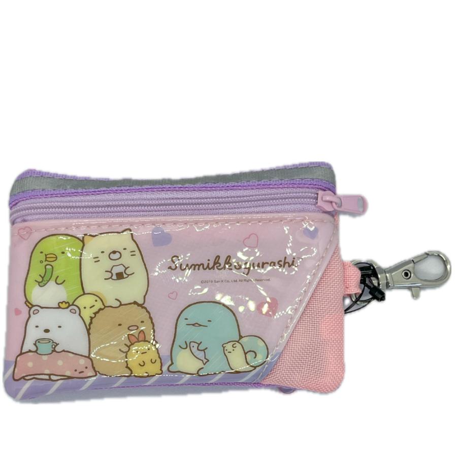 すみっコぐらし パスケース コインケース リール付き キーケース パープル 定期入れ カード 財布 ウォレット 子供 女の子 水色 ハート すみっこ  スミッコ ピンク : にじいろマート・ヤフー店 - 通販 - Yahoo!ショッピング