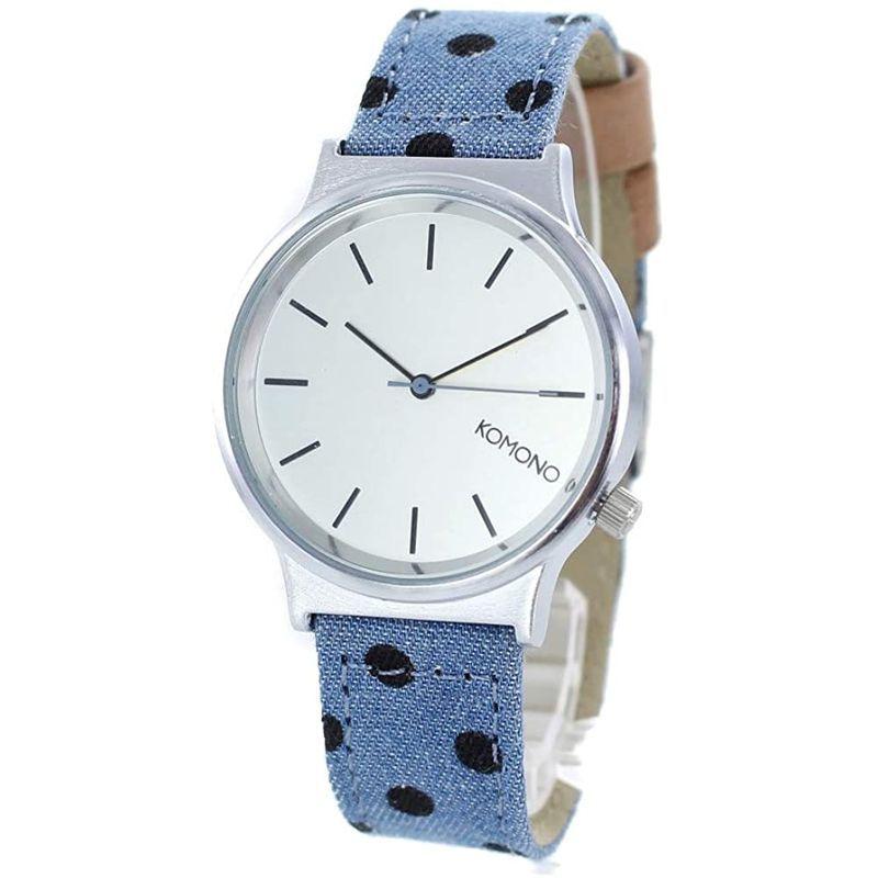 ベストセラー レディース コモノkomono ウィザードプリント 並行輸入品 腕時計 Kom W12 ブルー 水玉 シルバー アート 腕時計