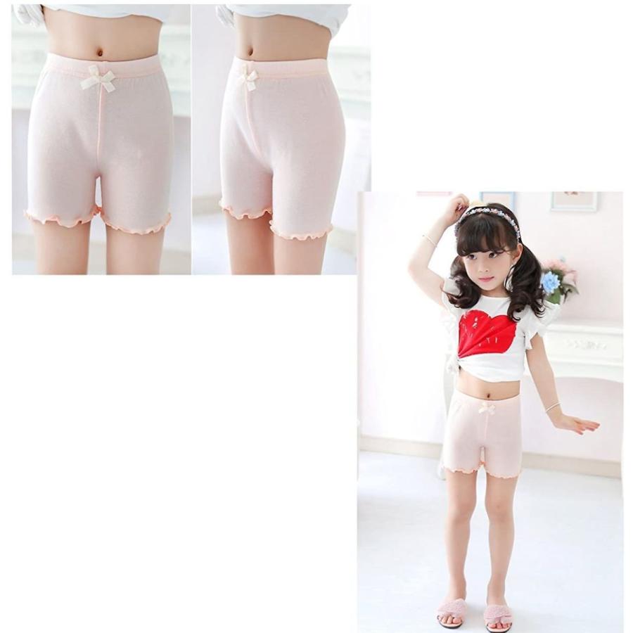 ヤング Young 3分丈 4枚セット オーバーパンツ キッズ ショー スパッツ パンツ リボン 下着 可愛い 女の子 子供 無地 第一ネット 4枚セット