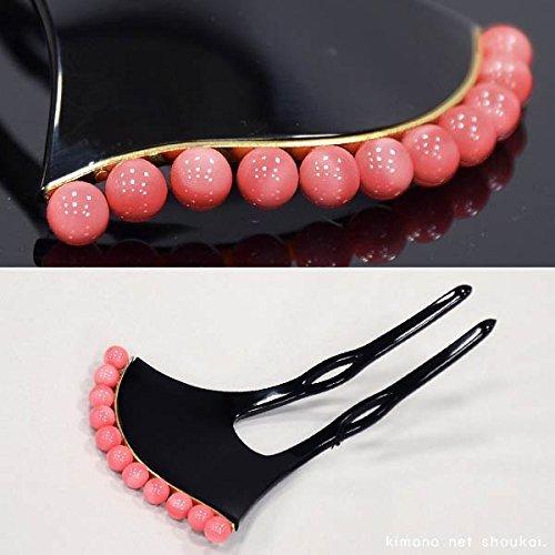 超大特価 簪 髪飾り 花しおり バチ型 黒台 1連 サンゴ調 9701 かんざし フォーマル 超歓迎 Www Simon Page Com