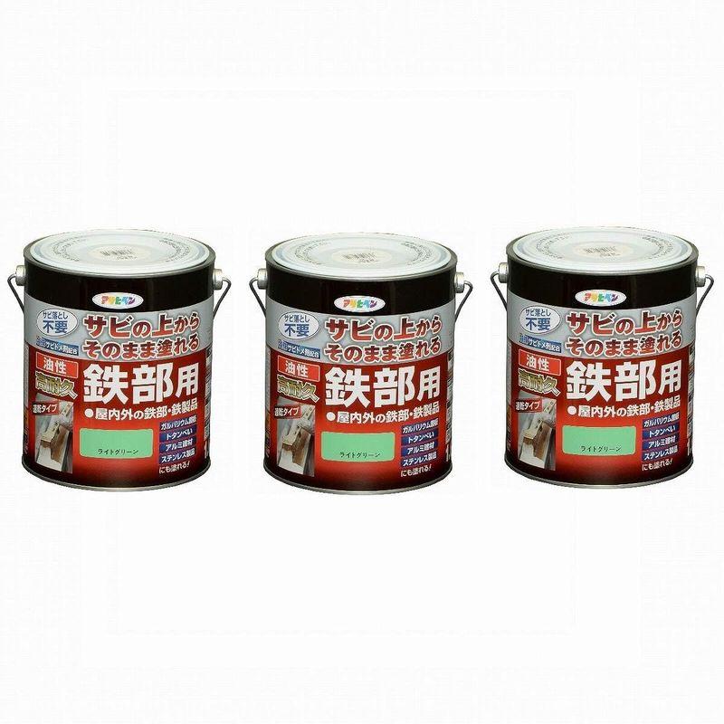 激安卸販売新品激安卸販売新品Asahipen(アサヒペン) 油性高耐久鉄部用 ライトグリーン 1.6L まとめ買い3缶セット ペンキ、塗料 