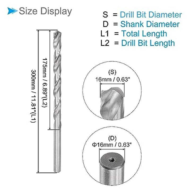 CoCud 超ロングツイストドリルビット ドリル径16mm 全長300mm ハイス鋼ツイストドリルビット 銅金属木工用｜nijinoshopred｜02