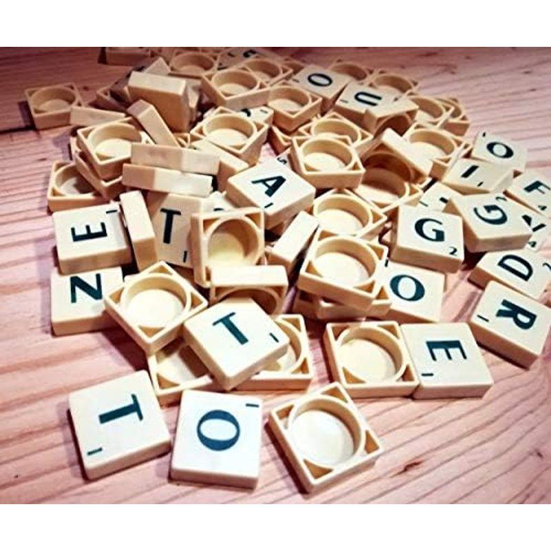 英文字 タイル Scrabble Tiles 100枚セット アルファベット マス クロスワード おもちゃ 教育 ゲーム 英文字は黒色｜nijinoshopred｜04