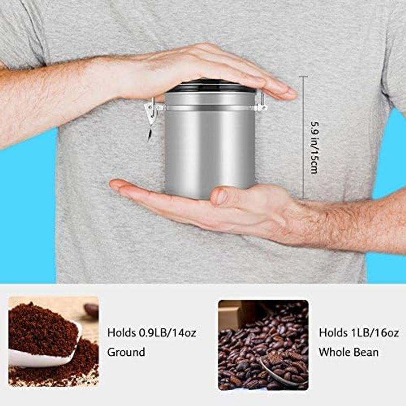 コーヒー豆 保存容器 コーヒーキャニスター ステンレス 密閉 おしゃれ コーヒー貯蔵缶 大容量 キッチン用品 1.5L(ブラック)｜nijinoshopyellow｜11