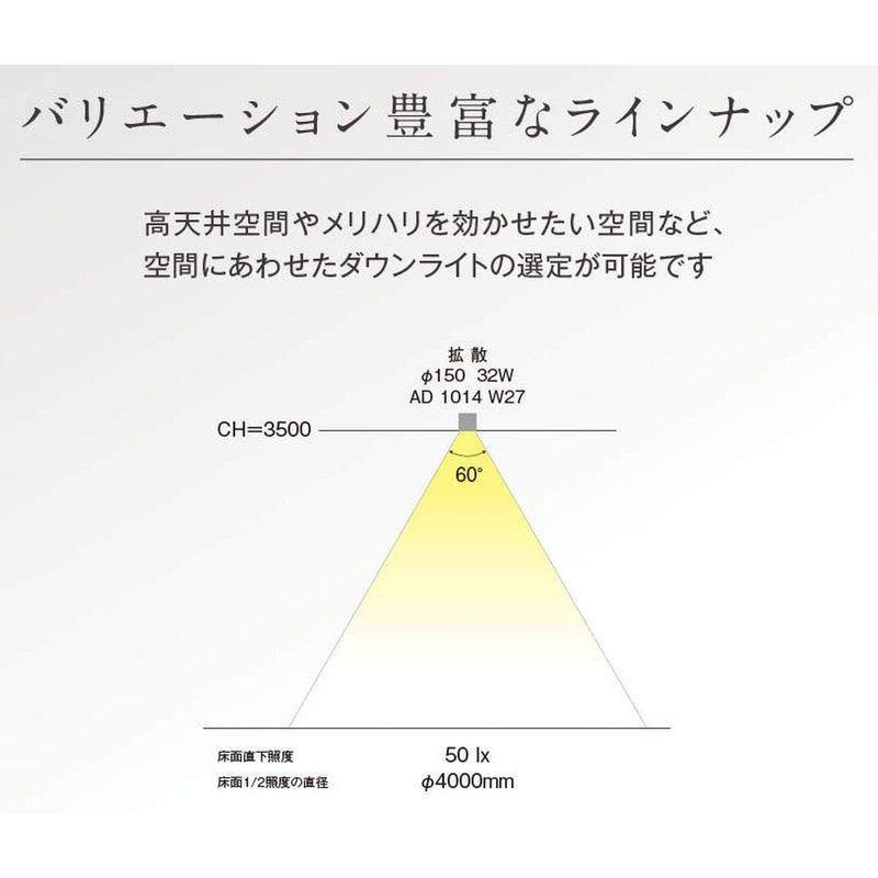 コイズミ照明 コンフォート高天井用ダウンライト 拡散 パウダリーホワイト AD1009W50｜nijinoshopyellow｜03