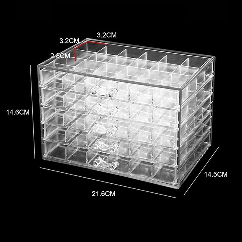 Decdeal プラスチックネイル収納ケース 小分け収納ボックス アクセサリーケース 5層透明アクリル収納引き出し 120グリッドオーガナイ｜nijinoshopyellow｜08