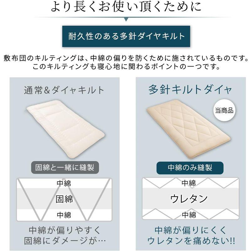 fuwawa 敷き布団 シングル 敷布団 厚め 10cm ボリューム 軽量 三層構造 三つ折り ピーチスキン 体圧分散 ウレタン入り 高級｜nijinoshopyellow｜08