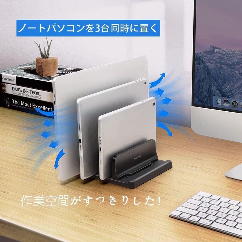 RUHHO ノートパソコンスタンド 縦置き 電波干渉なし ノートpcホルダーABS樹脂製 キズ避け mac mini/ipad/iphone｜nijinoshopyellow｜07