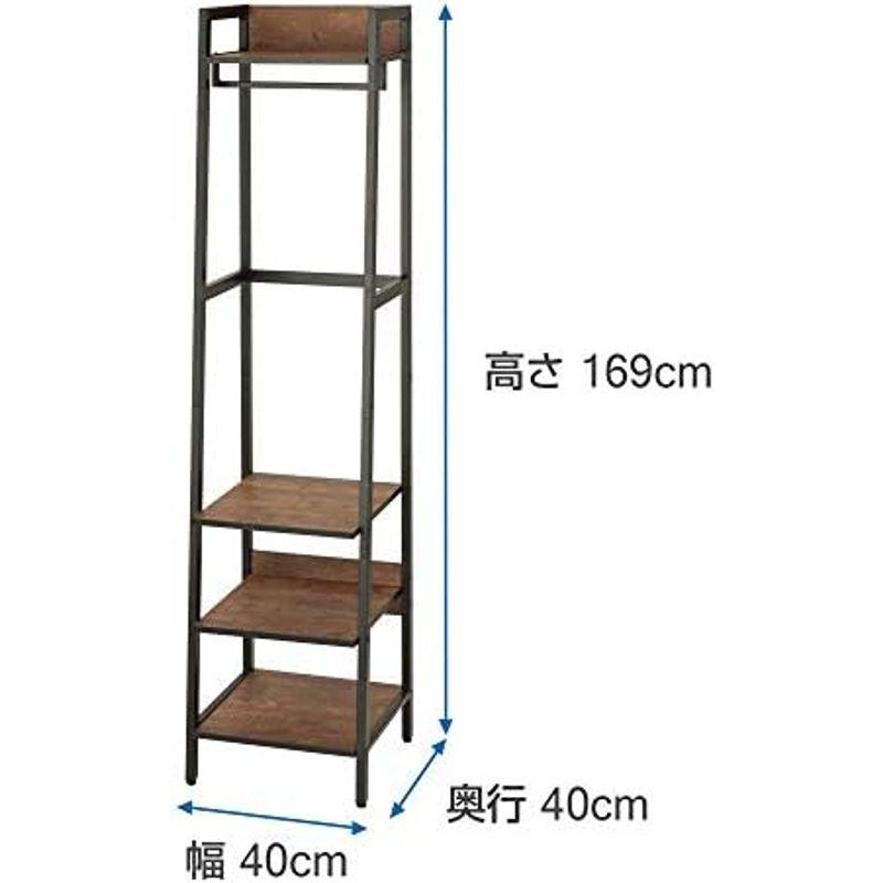 ドウシシャ ビスカーナ スリムハンガーラック ワードローブ 幅40cm 木製 収納棚付き おしゃれ 可愛い 黒 スチールフレーム しっかり頑｜nijinoshopyellow｜04