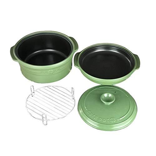 65%OFF【送料無料】セラポット 鍋セット モスグリーン 麻炭配合 調理