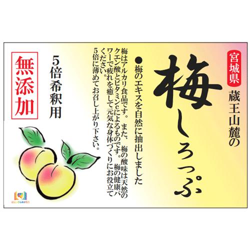 蔵王の梅ジュース 梅しろっぷ500ml 5倍希釈 無添加 : 虹の園 - 通販
