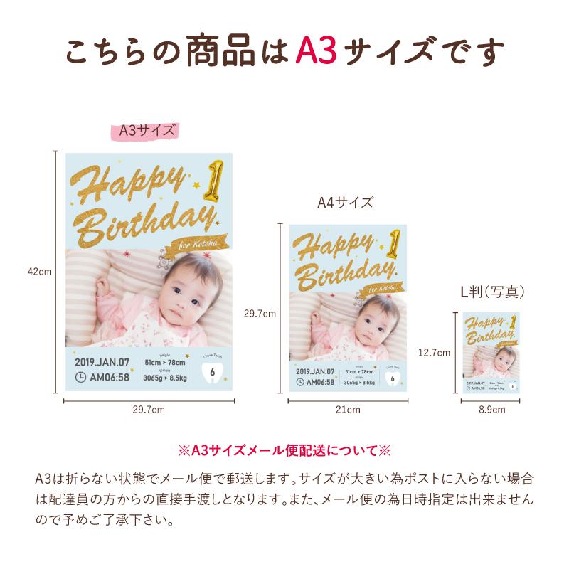 ハローエンジェル 1歳バースデーポスター 大きいA3サイズ【メール便 