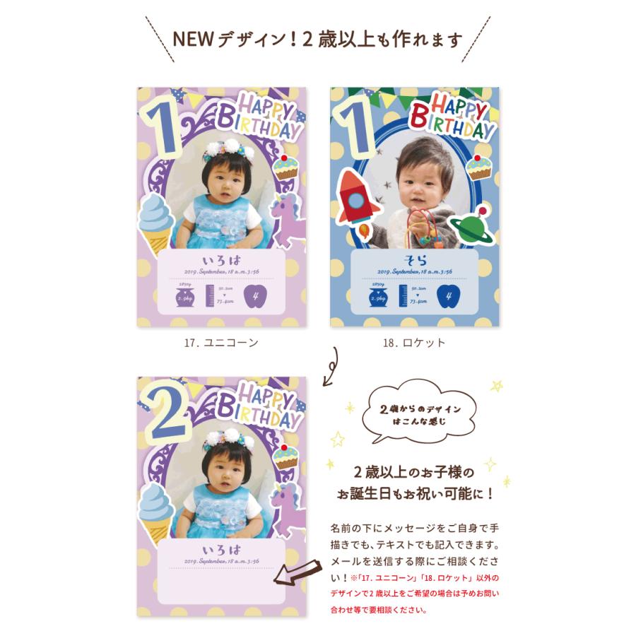 ハローエンジェル 1歳バースデーポスター L判サイズ3枚セット メール便送料無料 バースデーカード 手作り 一升餅 誕生日 全てのアイテム 1歳 写真 オーダー メッセージ