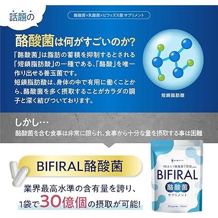 ビフィラル 酪酸菌 サプリメント 30粒 酪酸菌30億個 30日分 ビフィズス