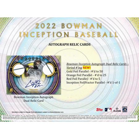 MLB 2022 TOPPS BOWMAN INCEPTION BASEBALL HOBBY BOX 2023年3月3日発売｜niki｜05