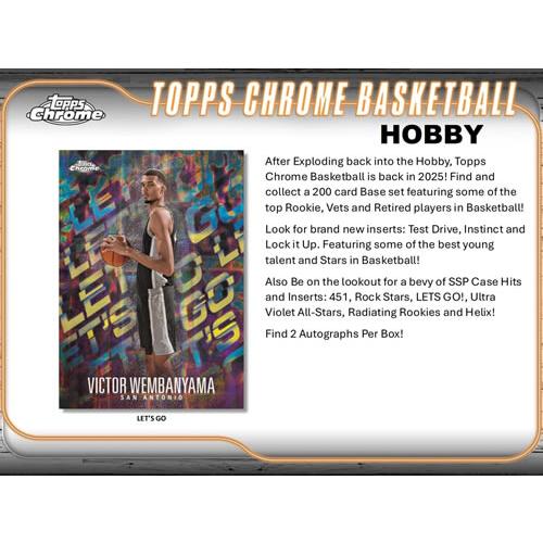 Topps 2024-25 TOPPS CHROME BASKETBALL HOBBY BOX : トレカショップ二