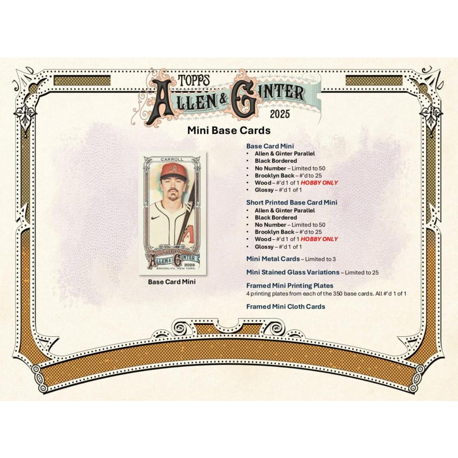 MLB 2025 TOPPS ALLEN & GINTER HOBBY BOX（送料無料） 12月上旬発売