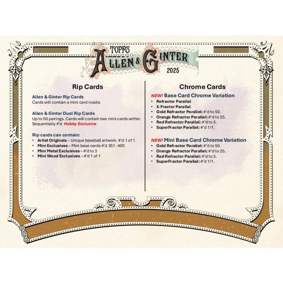 MLB 2025 TOPPS ALLEN & GINTER HOBBY BOX（送料無料） 12月上旬発売