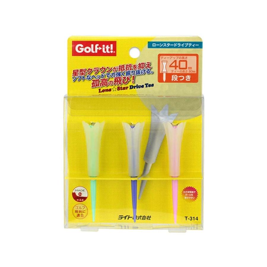 (未使用･未開封品)　ライト(LITE) ゴルフ ティー ローンスター ドライブティー 75mm T-314 パステル (650) kmdlckf ライト LITE ローンスター ドライブティー T-314 3本入り : 二木ゴルフ