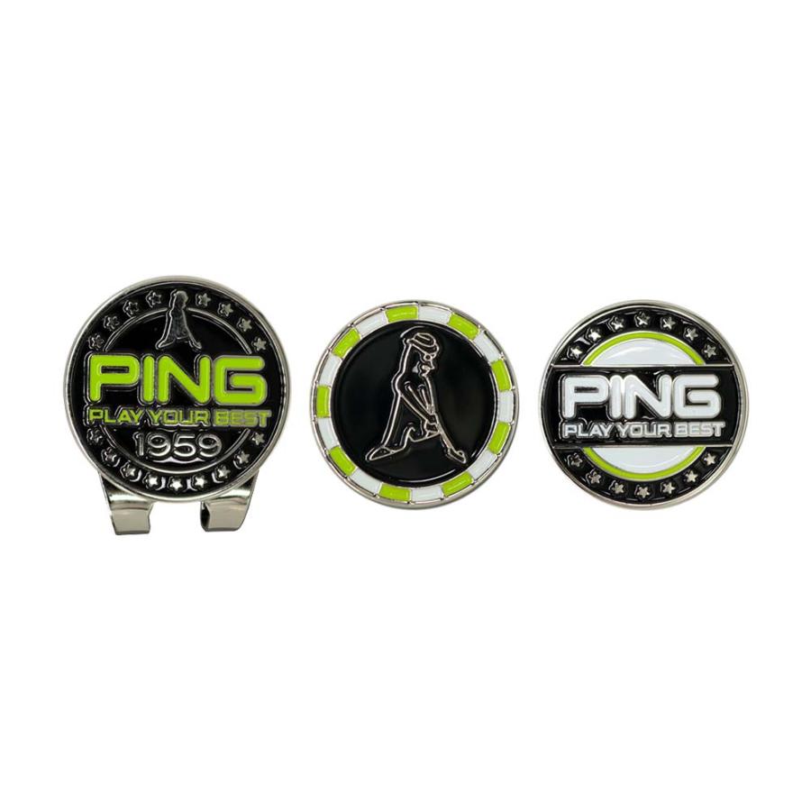 新しく追加しました☆スタンピンアップ 中古品  単品交渉コメントまで PING（ピン） アメリカン ダブルマーカー AC-N2302 : 二木ゴルフYahoo