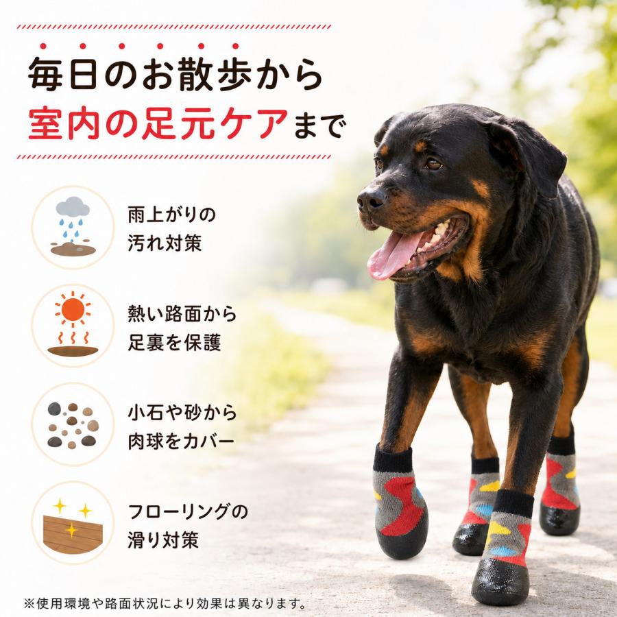 犬 靴下 滑り止め 犬用ソックス 靴 犬用シューズ 4個セット ラバー加工