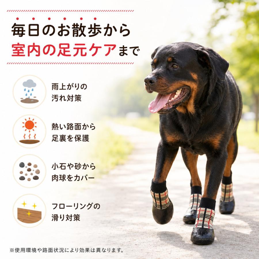犬 靴下 滑り止め 犬用ソックス 靴 犬用シューズ 4個セット ラバー加工
