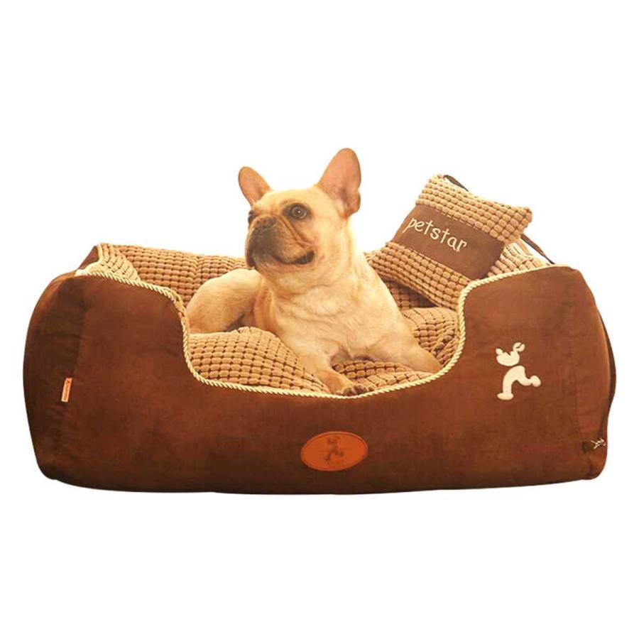 犬 ベッド 冬用 大型犬 コーデュロイ スクエア 角型 XLサイズ ブラウン