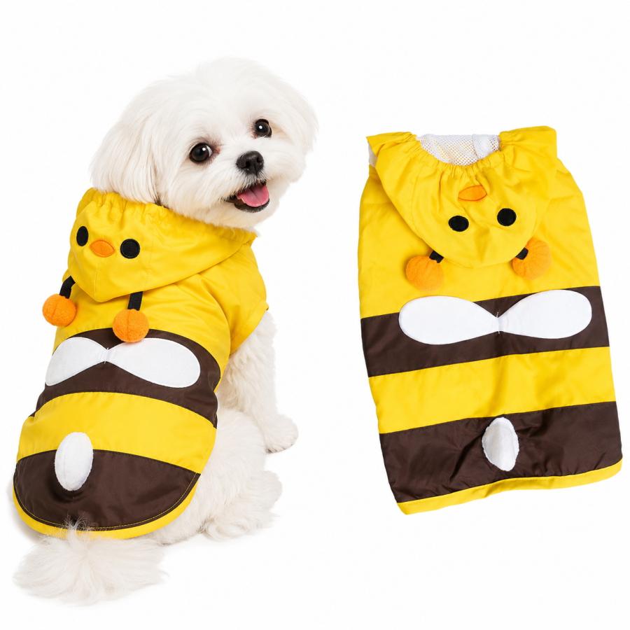 犬 レインコート ミツバチ 小型犬 中型犬 犬服 雨具 カッパ フード付き
