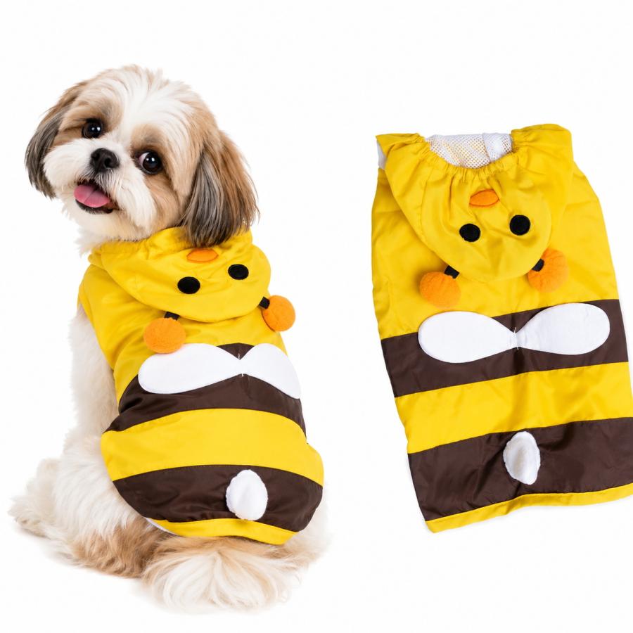 犬 レインコート ミツバチ 小型犬 中型犬 犬服 雨具 カッパ フード付き